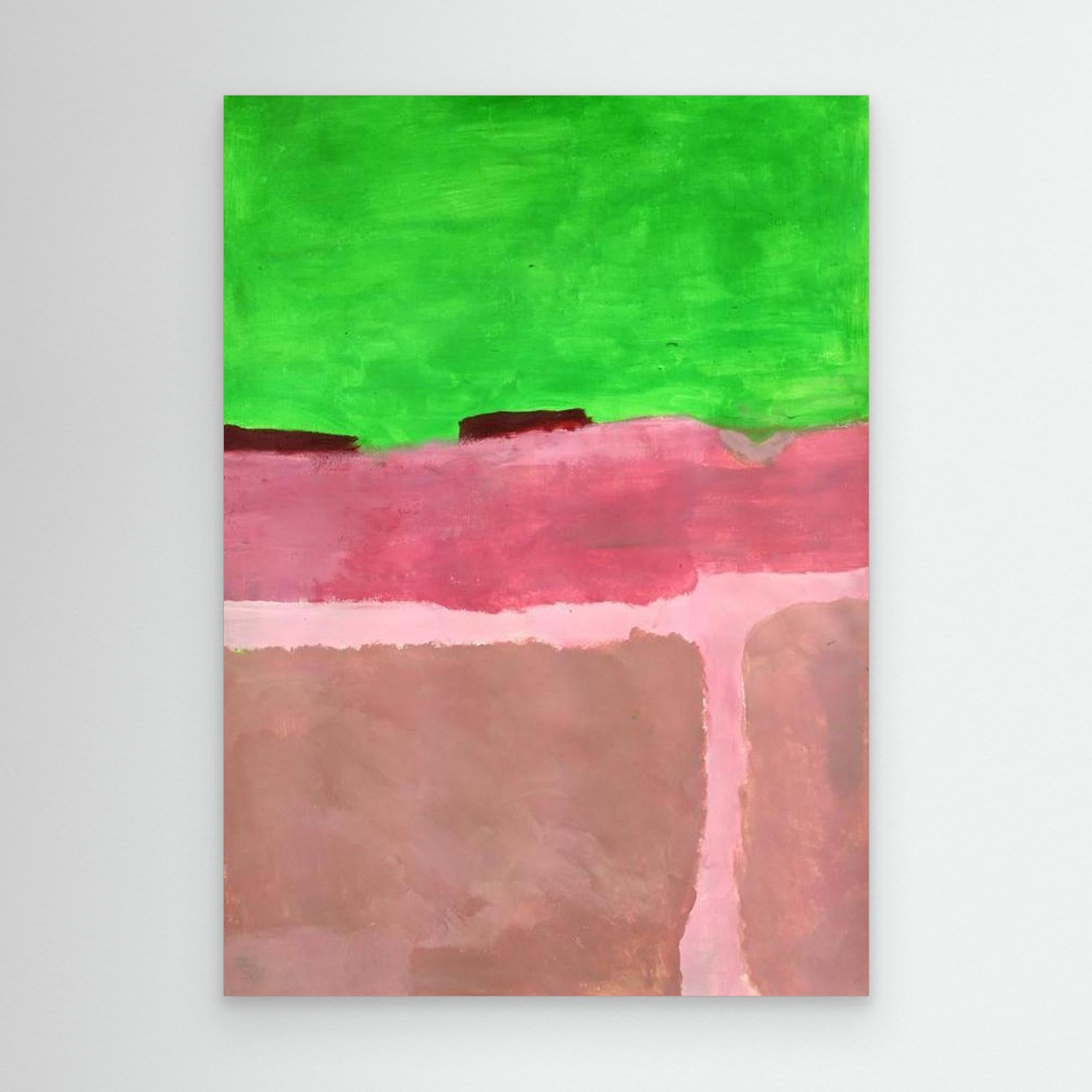 Canvas groen roze rood