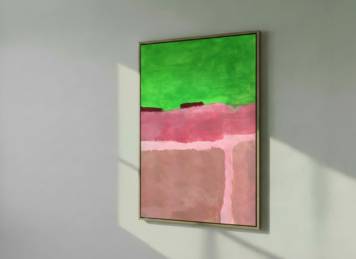 Canvas groen roze rood