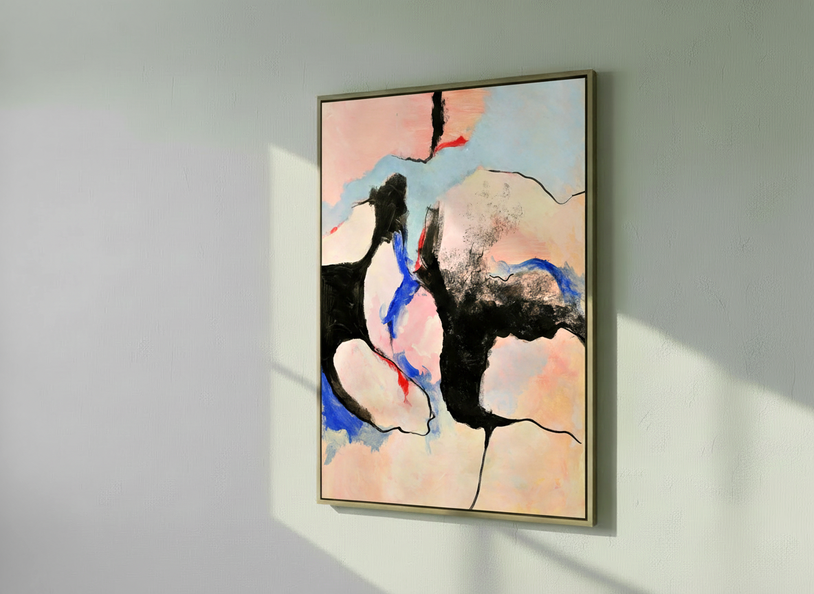 Canvas roze zwart blauw rood