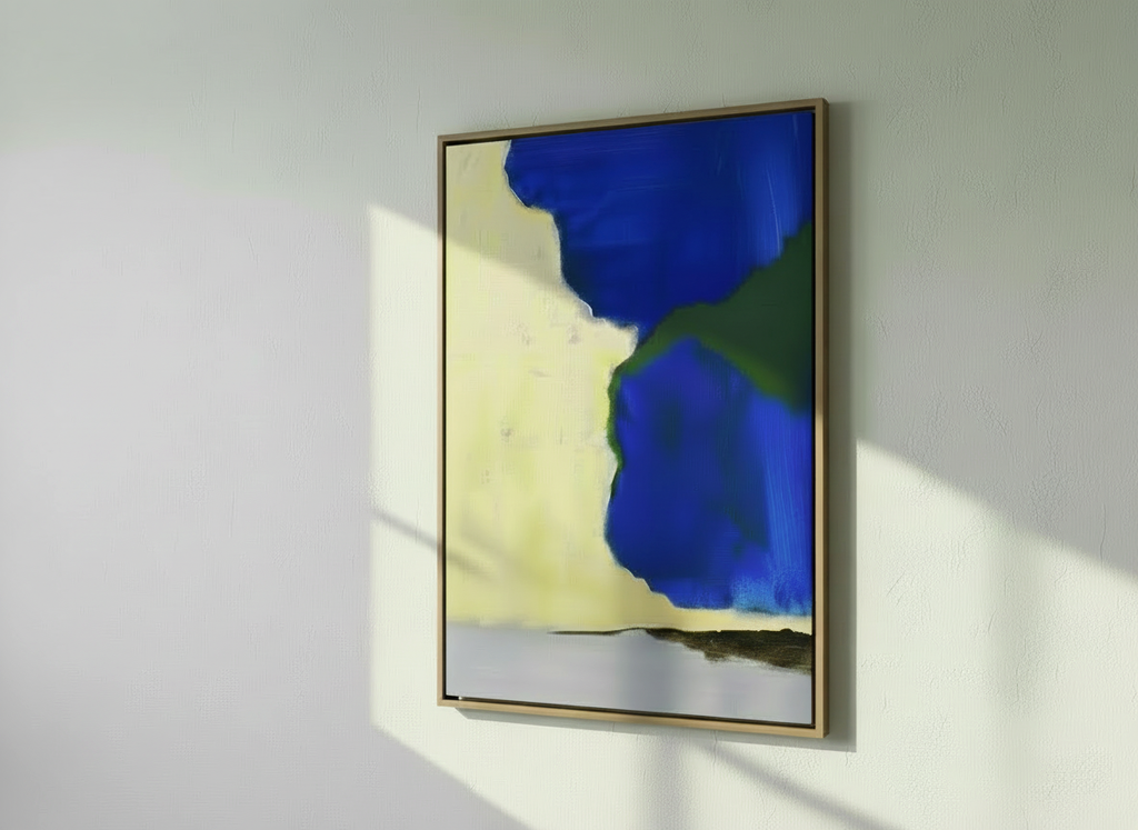 Canvas Blauw lichtgeel groen