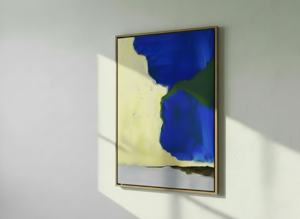 Canvas Blauw lichtgeel groen