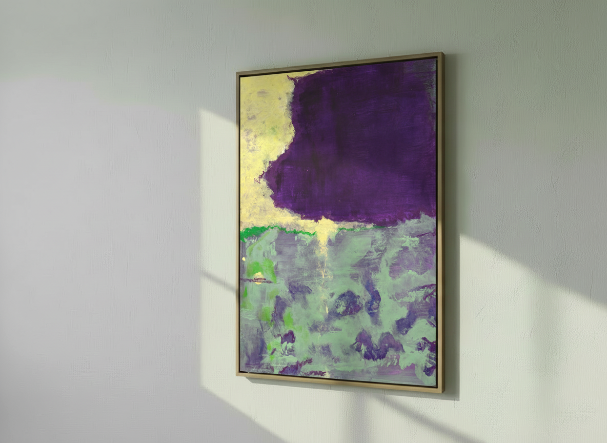 Canvas Paars geel groen