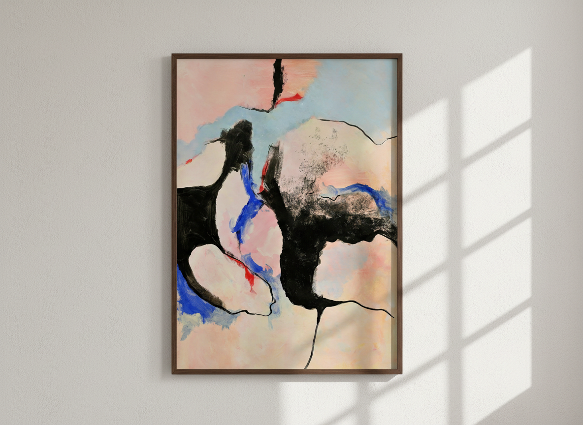 Poster Roze zwart blauw rood