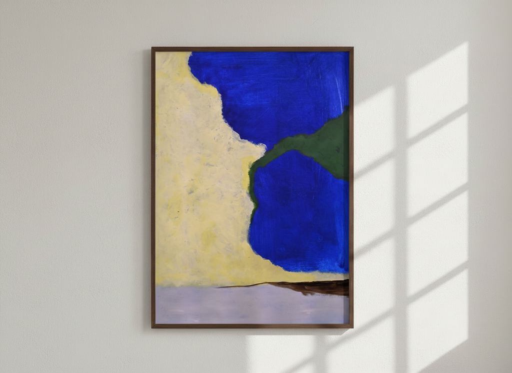 Poster Blauw lichtgeel groen