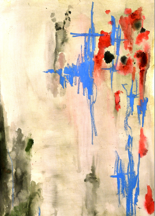 Canvas groen blauw rood