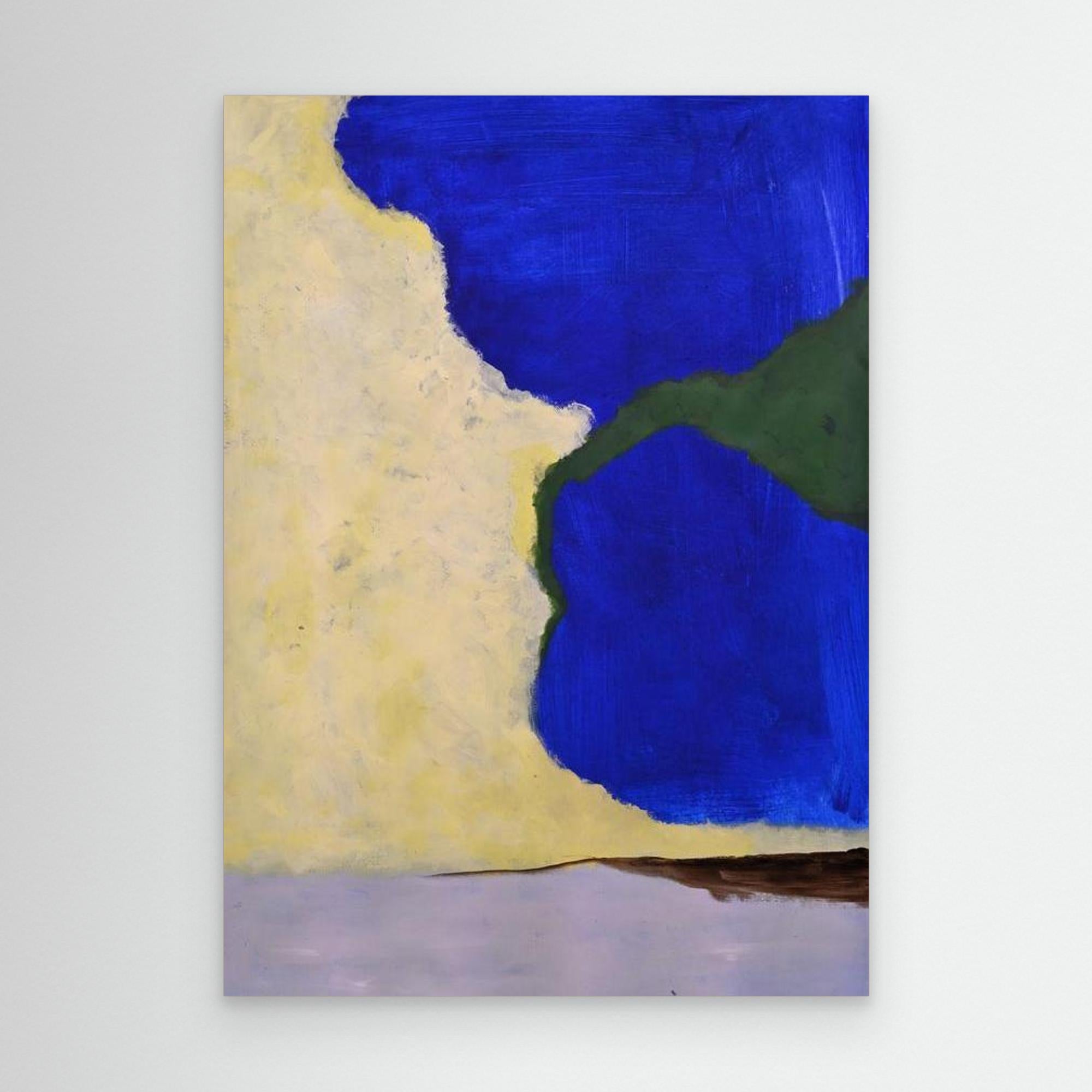 Canvas Blauw lichtgeel groen 