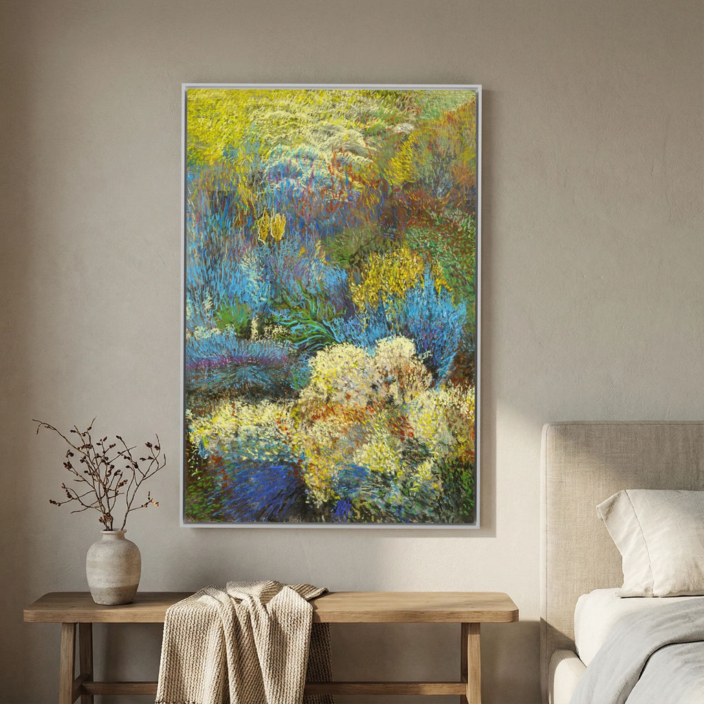 Canvas landschap blauw/geel